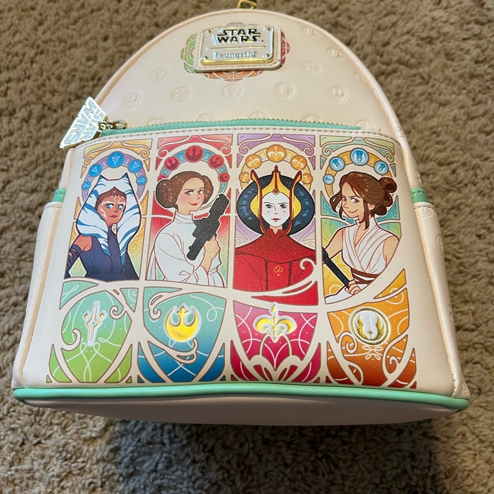 Loungefly Star Wars Cream Backpack with Colorful Character Art
